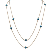 PalmBeach Princess-Cut Simulated Birthstone Station Necklace in Yellow Goldtone 48