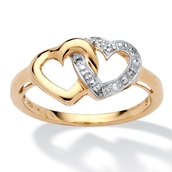 Diamond Accent Interlocking Heart Promise Ring in 18k Gold-plated Sterling Silver