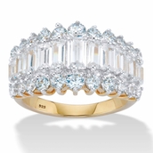PalmBeach 4.38 TCW Cubic Zirconia Gold-Plated Sterling Silver Engagement Ring