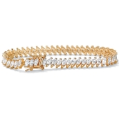 13.25 TCW Marquise-Cut Cubic Zirconia Yellow Gold-Plated Tennis Bracelet 7.50