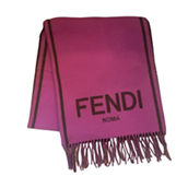 Fendi Roma Cashmere Scarf Purple Grey Logo