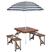 Stansport Picnic Table and Umbrella Combo - Brown