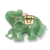 PalmBeach Green Jade 14k Gold Lucky Elephant Charm Pendant