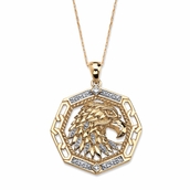 Men's Diamond Accent Eagle Pendant Necklace in Solid 10k Yellow Gold 18