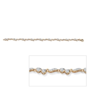 1/7 TCW Diamond Heart and Wings Ankle Bracelet in 14k Gold-plated Sterling Silver