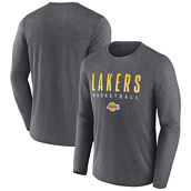 Fanatics Branded Men's Heathered Charcoal Los Angeles Lakers Where Legends Play Iconic Practice Long Sleeve T-Shirt