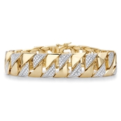Men's Diamond Accent 18k Gold-Plated Two-Tone Curb-Link Bracelet 9.5