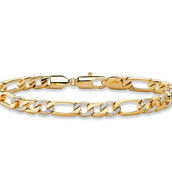 PalmBeach Men's Diamond Accent Pave-Style Gold-Plated Figaro-Link Bracelet 8.5