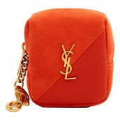 Saint Laurent Jamie YSL Keyring Cube Orange Suede Leather 669964