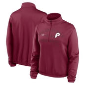 Nike Women's Burgundy Philadelphia Phillies Rewind Splice Half-Zip Semi-Cropped Bubble Hem Sweatshirt