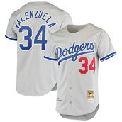 Mitchell & Ness Men's Fernando Valenzuela Gray Los Angeles Dodgers Road 1981 Cooperstown Collection Authentic Jersey