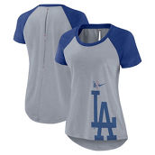Nike Women's Heather Gray Los Angeles Dodgers Summer Breeze Raglan Fashion T-Shirt