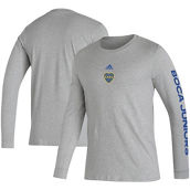 adidas Men's Heather Gray Boca Juniors Team Crest Long Sleeve T-Shirt