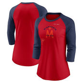 Nike Women's Red/Navy Minnesota Twins Next Up Tri-Blend Raglan 3/4-Sleeve T-Shirt