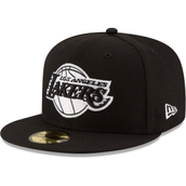 New Era Men's Black Los Angeles Lakers Black & White Logo 59FIFTY Fitted Hat