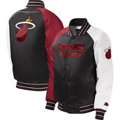 Starter Youth Black Miami Heat Raglan Full-Snap Varsity Jacket