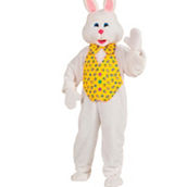White Easter Bunny Mascot With Yellow V