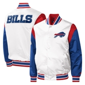 Starter Men's White Buffalo Bills Throwback Warm Up Pitch Satin Full-Snap Varsity Jacket