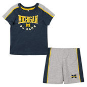Colosseum Infant Navy/Heather Gray Michigan Wolverines Norman T-Shirt & Shorts Set