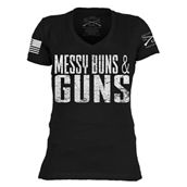 Grunt Style Messy Buns & Guns V-Neck -  Black