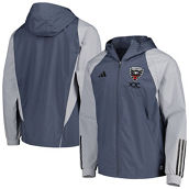 adidas Men's Charcoal D.C. United All-Weather Raglan Hoodie Full-Zip Jacket
