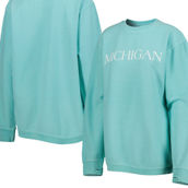 Pressbox Women's Mint Michigan Wolverines Comfy Cord Bar Print Pullover Sweatshirt