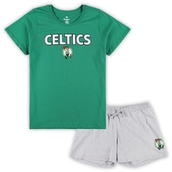 Fanatics Branded Women's Kelly Green/Heather Gray Boston Celtics Plus Size T-Shirt & Shorts Combo Set