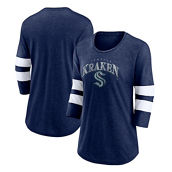 Fanatics Branded Women's Heather Navy Seattle Kraken Special Edition 2.0 Barn Burner 3/4 Sleeve T-Shirt