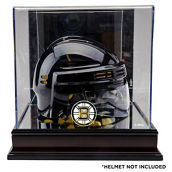 Fanatics Authentic Boston Bruins Team Logo Mahogany Mini Helmet Display Case
