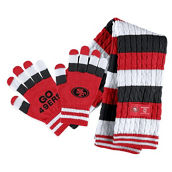WEAR by Erin Andrews Women's San Francisco 49ers Striped Scarf & Gloves Set
