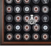 Fanatics Authentic Chicago Blackhawks 2015 Stanley Cup s Brown Framed 30-Puck Logo Display Case