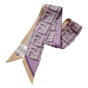 Fendi Logo Print Lilac and Beige Women's Wrappy Sillk Scarf