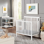 Suite Bebe Connelly Mini Crib White/Rockport Gray w/Mattress Pad