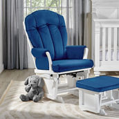 Suite Bebe Victoria Glider and Ottoman White Wood and Navy Fabric