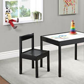 Olive & Opie Gibson 3-Piece Dry Erase Kids Table & Chair Set, Black