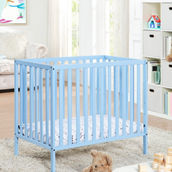 Suite Bebe Palmer Mini Crib Baby Blue with Mattress pad
