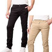 Galaxy By Harvic Men's Super Stretch Slim Fit Everyday Chino Pants-2 Pack
