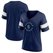 Fanatics Branded Women's Heather Navy Seattle Kraken Special Edition 2.0 Ring The Alarm V-Neck T-Shirt
