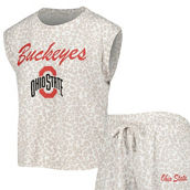 Concepts Sport Women's Cream Ohio State Buckeyes Montana T-Shirt & Shorts Sleep Set