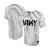 Nike Men's White/Black Army Black Knights Pinstripe Replica Full-Button Baseball Jersey