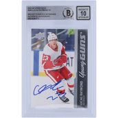 Upper Deck Lucas Raymond Detroit Red Wings Autographed 2021-22 Upper Deck Young Guns #464 Beckett Fanatics Witnessed Authenticated 10 Rookie Card
