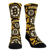 Rock Em Socks Unisex Boston Bruins Allover Logo & Paint Crew Socks