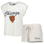Concepts Sport Women's White/Cream Chicago Bears Montana Knit T-Shirt & Shorts Sleep Set