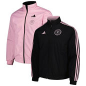 adidas Men's Black/Pink Inter Miami CF 2023 On-Field Anthem Full-Zip Reversible Team Jacket