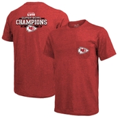 Majestic Threads Men's Threads Red Kansas City Chiefs Super Bowl LVII s Running Back Tri-Blend Pocket T-Shirt