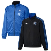 adidas Men's Black/Blue San Jose Earthquakes 2023 On-Field Anthem Full-Zip Reversible Team Jacket
