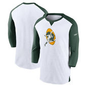 Nike Men's White/Green Green Bay Packers Rewind 3/4-Sleeve T-Shirt