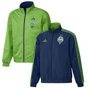 adidas Men's Navy/Green Seattle Sounders FC 2023 On-Field Anthem Full-Zip Reversible Team Jacket