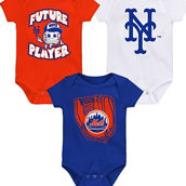 Outerstuff Newborn & Infant Orange/Royal/White New York Mets Minor League Player Three-Pack Bodysuit Set