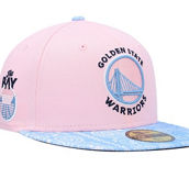 New Era Men's Pink/Light Blue Golden State Warriors Paisley Visor 59FIFTY Fitted Hat